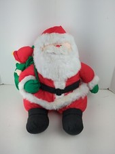 VINTAGE Santa Claus Elf Nylon Parachute Plush Stuffins Stuffed Christmas Bell