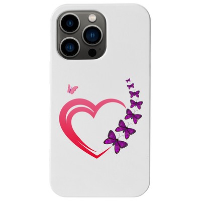 Butterfly Heart Wood Case for iPhone 15/14/13/12/11 Pro/Max/Mini/Plus S21/22/23