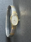 Vintage Timex CR1216 Cell Two Tone Stretch Band Quartz Analog Ladies Watch