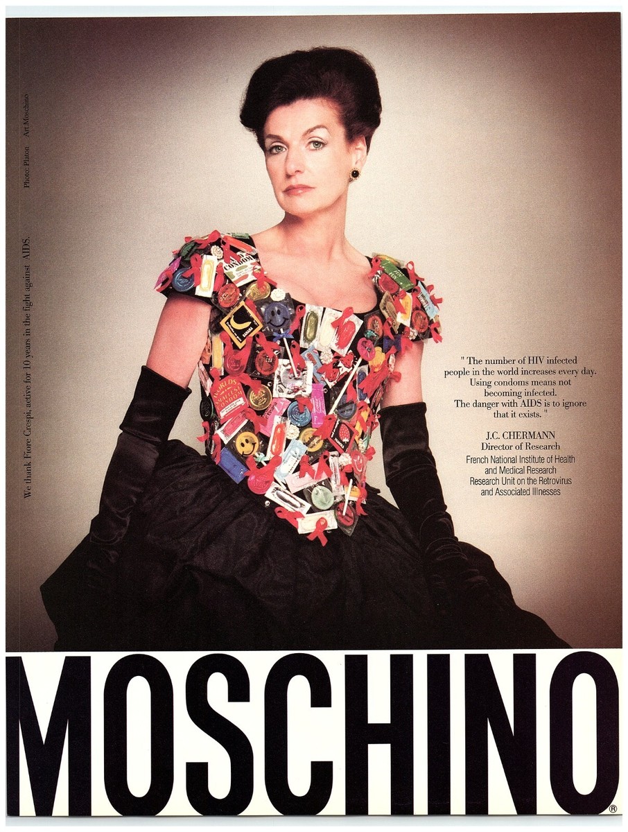 1995 Moschino Print Ad, Fiore Crespi Fight Against AIDS Chermann