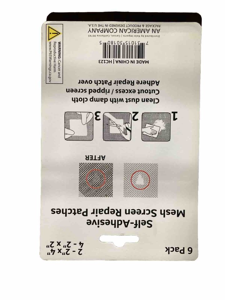 Window Door Screen SelfAdhesive Mesh Screen Hole Repair 6 Patches Two