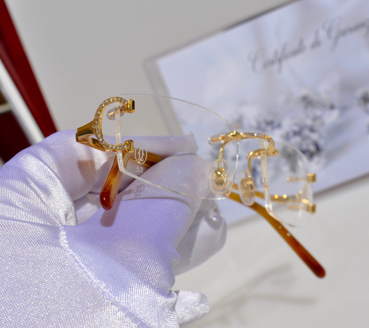 Cartier rimless Custom Diamond💎sunglasses glasses BIGC decor