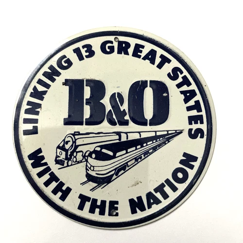 B&O Railroad Post Cereal Tin Sign Train Metal Vintage 1950’s