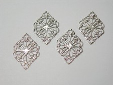 Silver plated Victorian Look Filigree Connectors Drops Charms 4