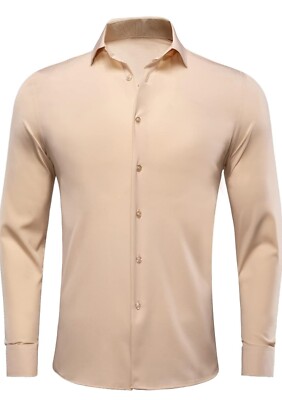 Men's 4-Way Stretch Dress Shirt Wrinkle-Free Long Sleeve Button Down LARGE -NWT | eBay Men's 4-Way Stretch Dress Shirt Wrinkle-Free Long Sleeve Button Down LARGE -NWT | eBay