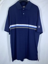 Footjoy Polo Mens Large Blue Striped Short Sleeve Performance Stretch Golf Shirt
