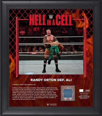 Randy Orton WWE Framed 15x17 2019 Hell In Cell Collage w/Piece MU Canvas LE 250