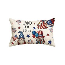 Land of The Free 4th of July Pillow Cover 20 x 12 Inch White Patriotic Decor