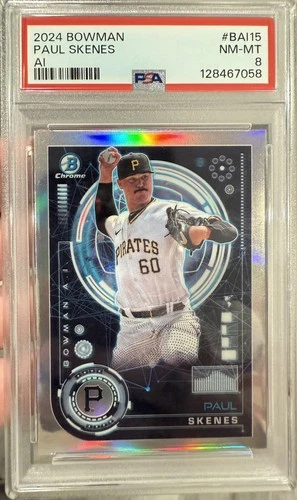 PAUL SKENES 2024 Bowman Chrome Refractor AI PSA 8 #BAI-15 Pirates Rookie RC