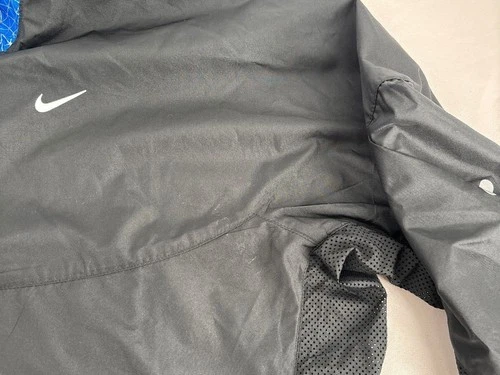 Nike Men's XL Running Jacket Black Blue Reflective Hood Flash Full Zip image 3