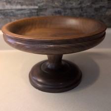 Vintage wooden pedestal bowl Small Excellent 8.5" x8.5" Rare Antique.