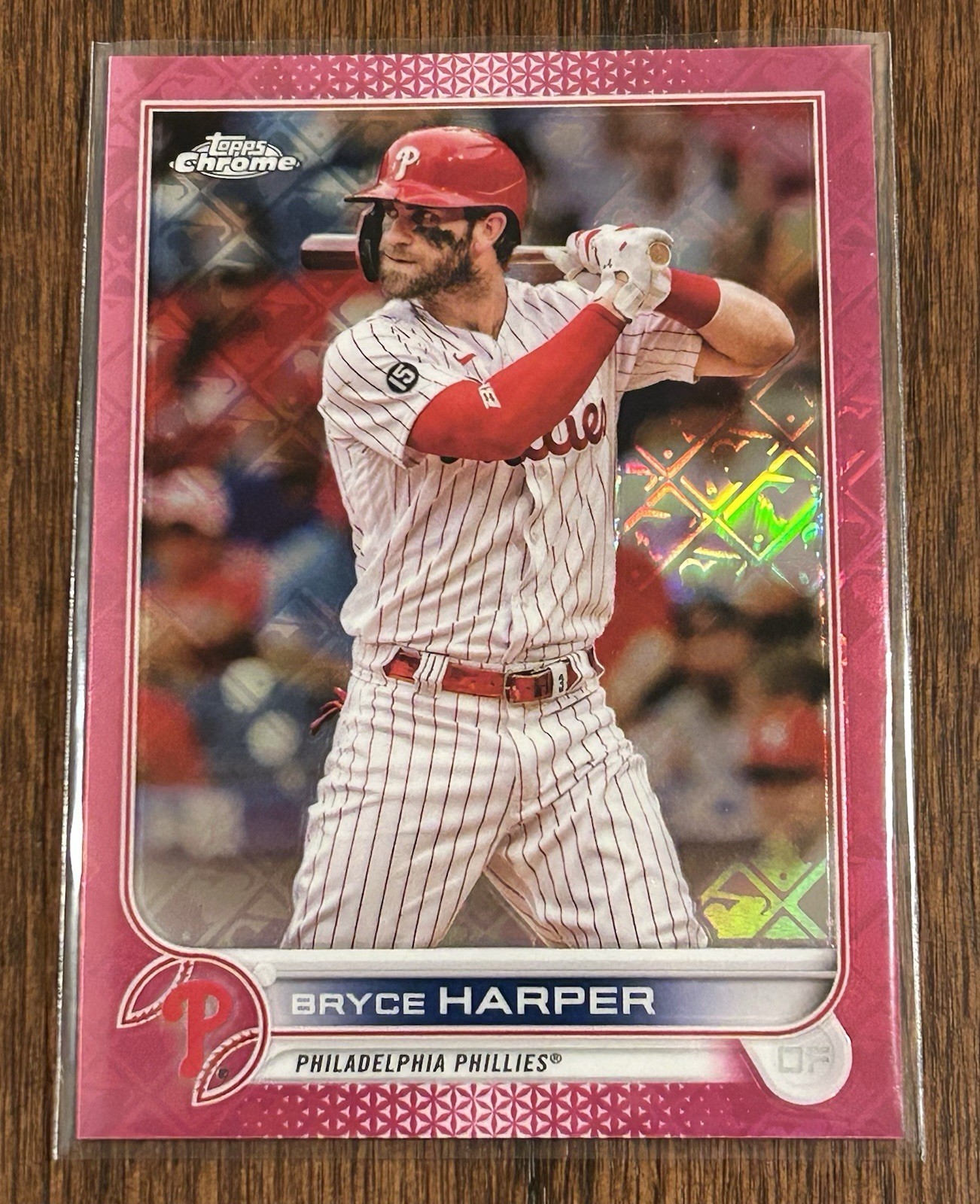 2022 Topps Chrome Logofractor #3 Bryce Harper Pink Refractor /199 - Phillies