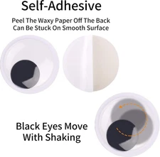 Huge 7.5 Inch Wiggle Eyes Stick-On Googly Eyes for Crafts, Trees, Fun Projects