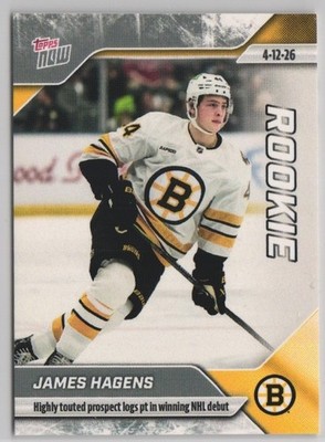 2025-26 NHL TOPPS NOW Sticker #147 James Hagens Rookie RC Bruins Prospect Debut