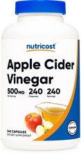 Vinagre de sidra de manzana Nutricost 500 mg, 240 cápsulas - vegetariano y no transgénico
