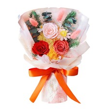 Preserved Rose Bouquet with Vase - Real Forever Roses, Last 1-3 Years, Valent...