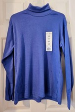97' Bobbie Brooks Womens Sz L Blue Long Sleeve Turtleneck ~ Made In USA ~ NWT
