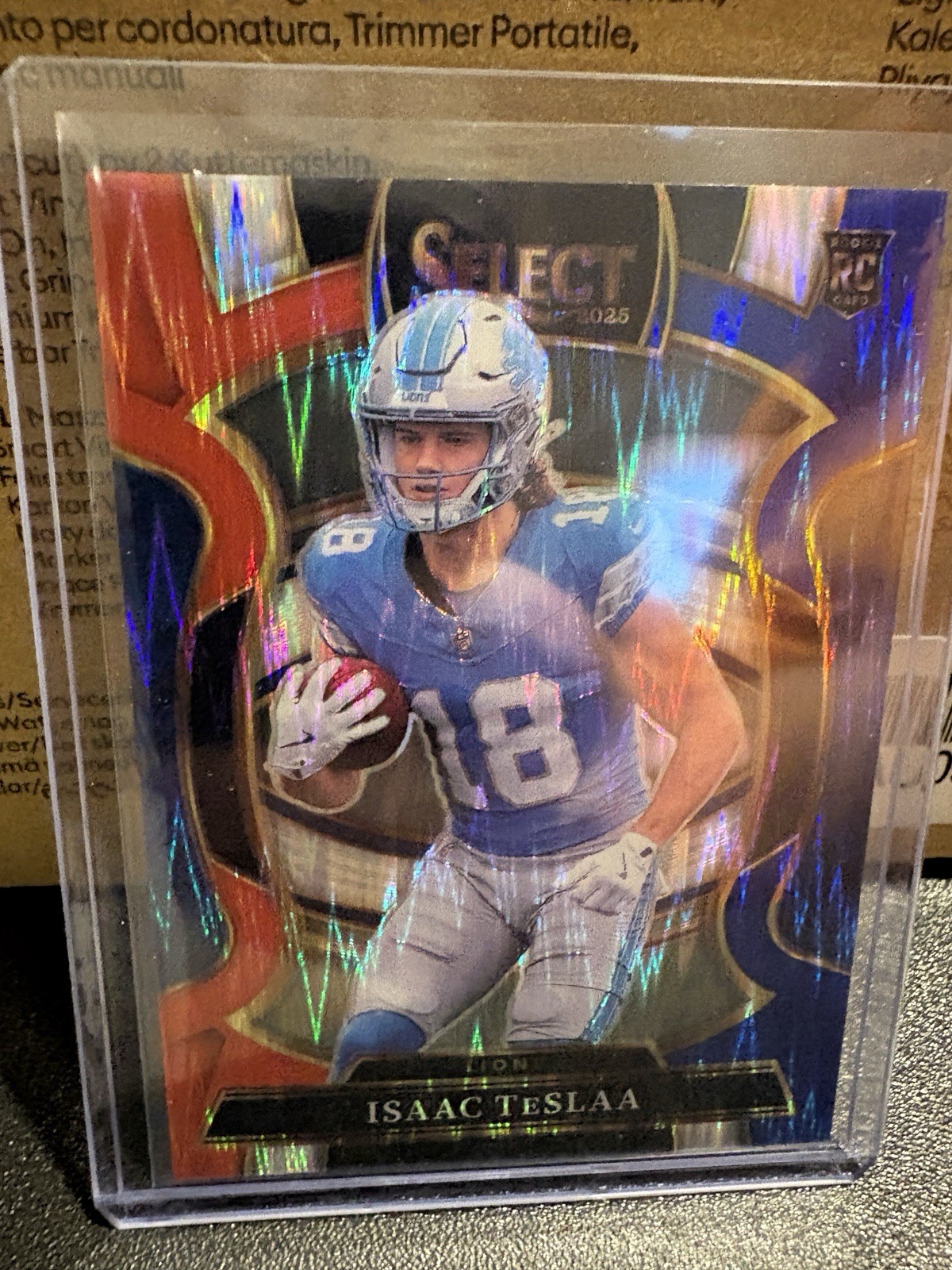 Panini 2025 Select Isaac Teslaa Rookie Red Blue Shock Concourse Detroit Lions