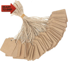 500Pcs Price Tags with String Attached,Kraft Blank Labeling Tags,Price Labels D