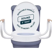 Lunderg Raised Toilet Seat Handles Round Standard 3” Easy Install NEW IN BOX