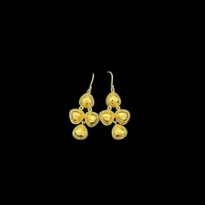 Designer JULIE VOS Signed Gold Plated Dangle Pierced Earrings