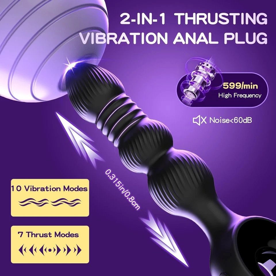 Thrusting Butt Plug & Prostate Massager Dual Vibration Anal Vibrator for Sex Toy - Image 3 of 4