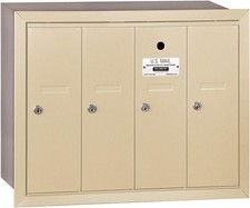 Salsbury Vertical Mailbox - 4 Doors - Sandstone - Recessed Mounted - USPS