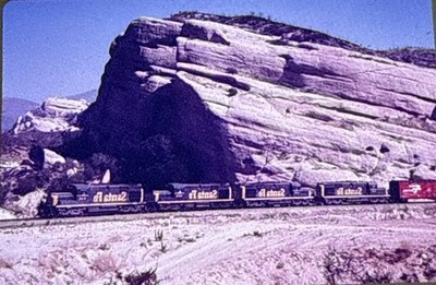 1967 35mm Photo Slide Santa Fe Diesel Train Alco RSD-15 Cajon Pass, CA