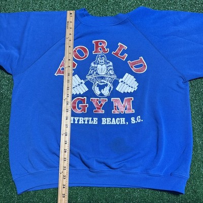 VINTAGE 80's WORLD GYM MYRTLE BEACH DOUBLE SIDED PRINT SWEATSHIRT