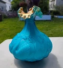 1984 Fenton Swan Vase Blue/Gold 102/1500