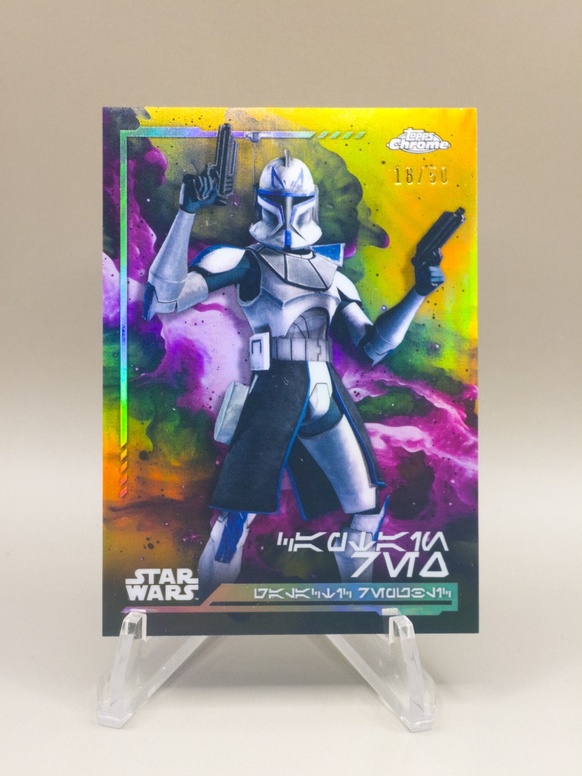 2024 Topps Chrome Star Wars Gold Refractor 137 Captain Rex /50 Aurebesh