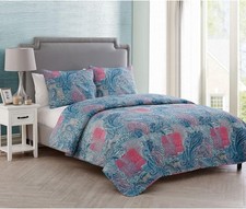 3-Piece King Size Quilt Set Soft Quilt Matching Pillow Shams Fade