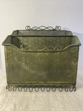 Vintage Green Metal Desktop Mail Holder Decorative (Possibly Hand Crafted)