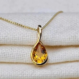 Authentic 2Ct Pear Cut Lab Created Yellow Citrine Women's Pendant 14K Yellow Gold Plated