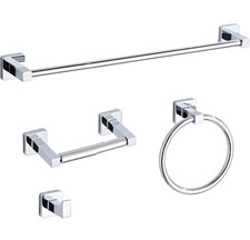 Chrome Bathroom Hardware Set 4 Pieces, Very Nice Polished Chrome S.S. SAVE MONEY
