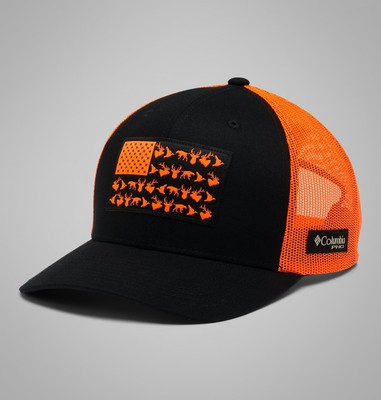 Columbia PHG HAT BLACK BLAZE ORANGE MESH GAME FLAG DEER ELK SNAPBACK