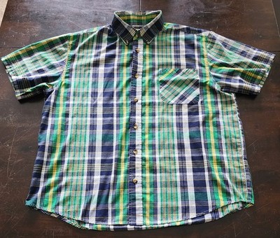 C.E. Schmidt Mens Size XL Short Sleeve Plaid Button Down Shirt