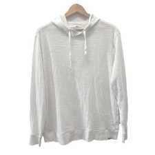 Faherty Men  s Hoodie Lightweight Organic Cotton White Casual Pullover Size Large