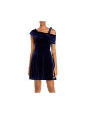 AQUA Womens Spaghetti Strap Mini Cocktail Fit + Flare Dress