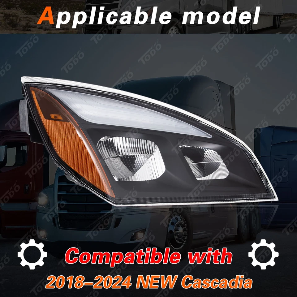 Full LED Headlight Headlamp For Freightliner Cascadia 2018-2024 Right Passenger - Image 4 of 4