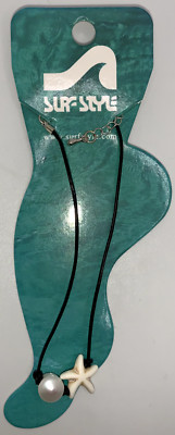 Surf Style Aqua Starfish White Pearl Chain Leather Bracelet Anklet 136246 BOGO!