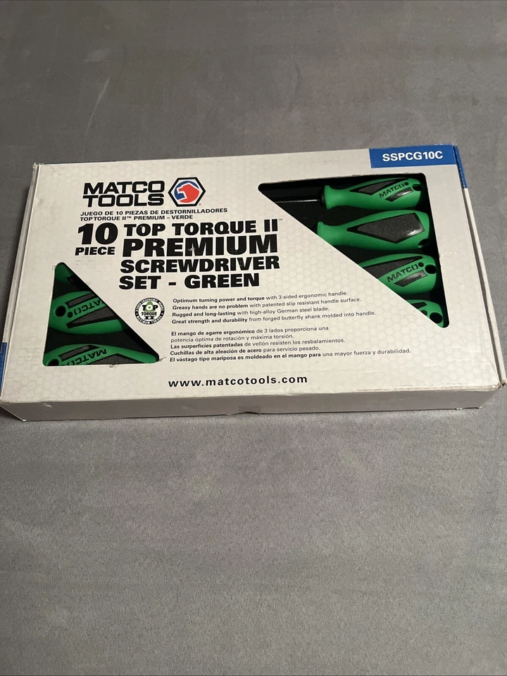 CONJUNTO DE CHAVES DE FENDA MATCO 10 PEÇAS TOP TORQUE II™ - VERDE SSPCG10C - Imagem 2 de 4