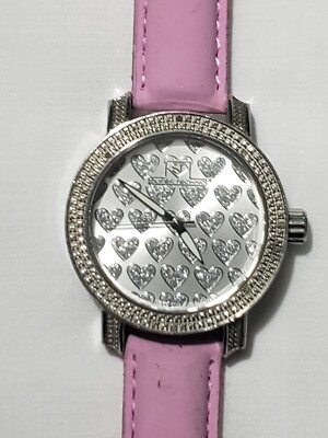 Pink Silver Hearts Super Techno Watch Rare Model Good Condition 