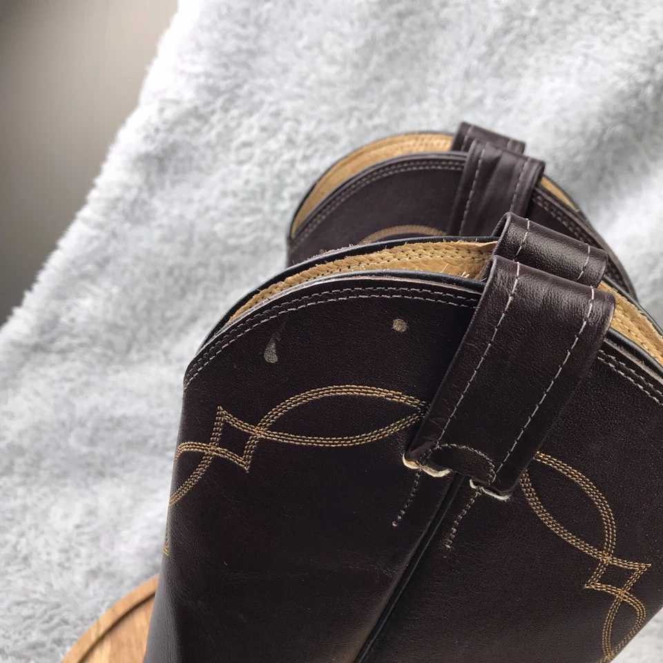 Nocona Western Boots Womens 7B Brown Two Tone Leather Embroidered Cowgirl - Imagem 2 de 4