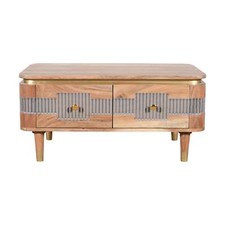Alicia Acacia Wood 2 Drawers Coffee Table