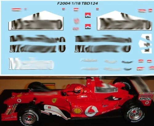 TBDECAL&MODELS 1/18 Decals per FERRARI F1 F2004 MICHAEL SCHUMACHER TBD124
