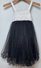 Petite Adele Formal Dress With Black Tulle And White Lace Bodice Girls Size 6.