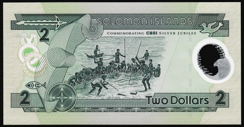 Solomon Islands 2$ 2001 CBSI Silver Jubilee P23 Prefix BJ Polymer UNC - Picture 3 of 3