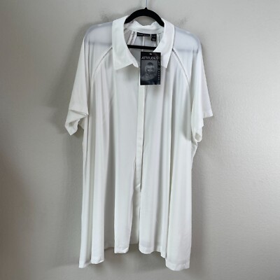 NEW Attitudes By Renee Womens Plus 3X White Button Up Blouse Short Sleeve