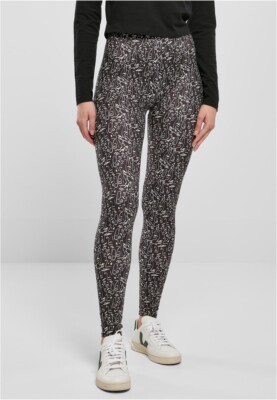 Urban Classics Damen Ladies Soft Aop Leggings Blackline